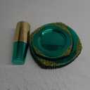 175PCS Clear Green Plastic Plates for 25 Guests, Disposable Plates with Gold Trim include 50 Dinner Plates, 75 Gold Silverware, 25 Cups, 25 Napkins for Party, Wedding and Graduation
