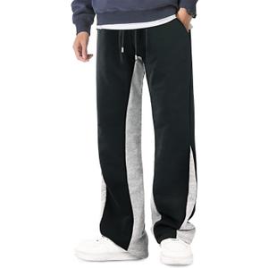 GINGTTO Men's Sweatpants Open Bottom with Pockets Stacked Flared Track Pants (M)