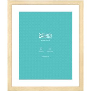 LaVie Home 20x24 Picture Frame Beige Oak Wood Poster Frame, Display Pictures 16x20 with Mat or 20x24 Without Mat, Stable Frame and Polished Plexiglass, Horizontal and Vertical Format of The Walls