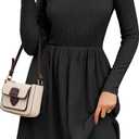 ZEAGOO Women Dresses Spring Fall 2026 Sweater Dress Long Sleeve Casual Knit Dresses with Pockets (Black, L)