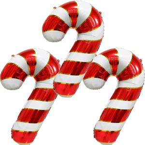 Candy Cane Balloons Christmas Balloons Candy Cane Foil Balloon for Christmas Birthday Party Supplies Decorations Xmas New Year Decor Ballons Arch Kits Party Balloon Set 3pcs