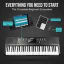 RockJam 61-Key Compact Keyboard Piano with LED Display, Keynote Stickers & Lessons