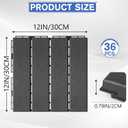 MYFAMIREA 36 Pcs Plastic Interlocking Deck Tiles 12" x 12" Patio Floor Decking Tiles Indoor Outdoor Waterproof Non-Slip Flooring Tiles All Weather Use for Balcony Backyard Porch Poolside, Dark Grey