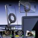 720Rotatable Vacuum Magnetic Phone Stand, Vacuum Magnetic Phone Holder Foldable&Adjustable, Suction Cup Phone Mount for Car/Gym/Mirror/Shower/Smooth Surface, Compatible iPhone 16 15 14 13 12 &Android (Silvery White)