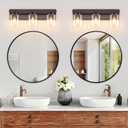 3 Light Modern Bathroom Light Fixtures Over Mirror, Bronze Finish Vanity Lights for Bathroom Wall Sconces with Clear Glass Shades, E26 Socket (Bulbs Not Included)