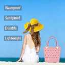 Juyeesm Medium Beach Bag, Waterproof Rubber Beach Bag, Washable Open Tote Bag Durable Tote Travel Bags for Outdoor Sport