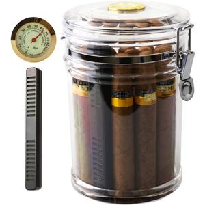XIFEI Acrylic Humidor Jar with Humidifier and Hygrometer,humidor That can Hold About 18 Cigars (Clear)