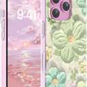 Magnetic for iPhone 16 Pro Case Cute for Women, [Compatible with Magsafe][Drop Protection] Slim Colorful Flowers Oil Painting Printed Girly Floral Phone Case for iPhone 16 Pro