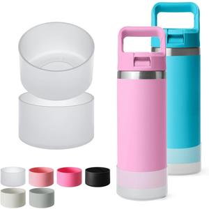 2 Pcs Silicone Protective Boot for Yeti 12/18 oz Bottle, 20/30 oz Tumbler, 20/25/30/35 oz Mug, Anti-Scratch, Anti-Deformation Bottom Protector Sleeve Cover for Yeti Rambler Bottle (Transparent & Transparent)