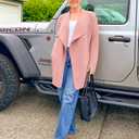 ZESICA Women's Casual Lapel Cardigan Long Sleeve Open Front Irregular Hem Soft Knitted Sweater Coat with Pockets,Pink,Large