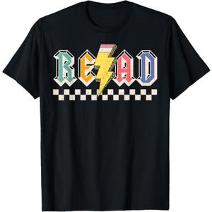READ Rock and Roll Pencil Lightning Teachers Rock Women Boy T-Shirt (Small, Black)