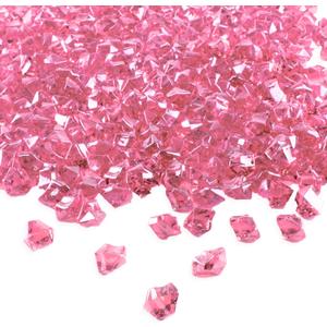 Super Z Outlet Acrylic Color Ice Rock Crystals Treasure Gems for Table Scatters, Vase Fillers, Event, Wedding, Arts & Crafts, Birthday Decoration Favor - 190 Pieces - Pink