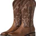 J's.o.l.e Square Toe Cowboy Cowgirl Boots for Women Mid Calf Ladies Fashion Embroidered Western Boots (8)