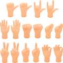 16 Pcs Tiny Finger Hands Mini Rubber Finger Puppets Realistic Little Hand Finger for Display, Desk Decoration, Photography Props, and Creative Projects