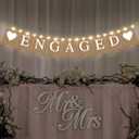 Engagement Party Decorations Engaged Banner Heart Burlap Rustic Bunting Garland LED Fairy Lights Battery Operated String Lights for Congratulations Engaged Party Outdoor Tree Decorations Wedding
