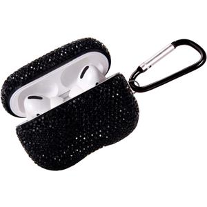 Sparkly Diamond AirPods Pro 1&2 Generation Case with Keychain, Shockproof Protective Premium Bling Rhinestone Cover Skin for AirPods Charging Case (PRO Black C3)