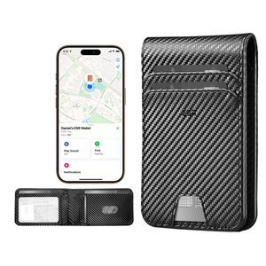 ESR Geo Wallet with Find My Functionality, RFID Blocking, Holds up to 11 Cards, Slim and Smart Wallet for Men, Replacement for AirTag Wallet Tracker(iOS Only, Not for Magsafe), Carbon Fiber