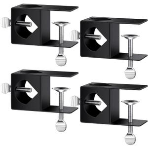 Dunzy 4 Pack Metal Black Deck Clamp for Torches, Porch Rail Clamp, Universal Pole Mount Bracket, Deck Pole Holder for Solar Panel, Outdoor Torch Mount Holder for Railings Posts, Rail Accessory