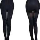 2 x 2-Pack Slightly Transparent Tights for girls, High Elasticity Sheen Glossy Anti-Slip for Work Dance Casual (Black, S)