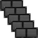 Vent Systems 8'' x 4'' Inch (Overall Dimensions) Pack of 5 Black Air Vent Duct Cover Metal Return Grill with Built in Pest Guard Screen HVAC Grille for Home Improvement 6x2 (Opening Dimensions)