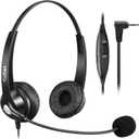 2.5mm Phone Headset with Microphone Noise Cancelling & Volume Controls, Office Telephone Headphone Compatible with Panasonic AT&T VTech RCA Cisco SPA Cordless Landline Phones, Ultra Comfort (Black)