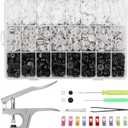 Kamtop Snaps and Snap Pliers Set, 408 Sets T5 Plastic Snap Buttons 3 Color, Snap Fasteners Press Pliers Snaps Starter Setter Tool for Clothes Sewing Bibs Rain Coat DIY Crafting