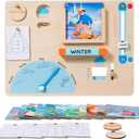 Montessori Weatherboard for Kids, Wooden Weather Station Toy, Preschool Learn Weather Education Toy for Age 3+