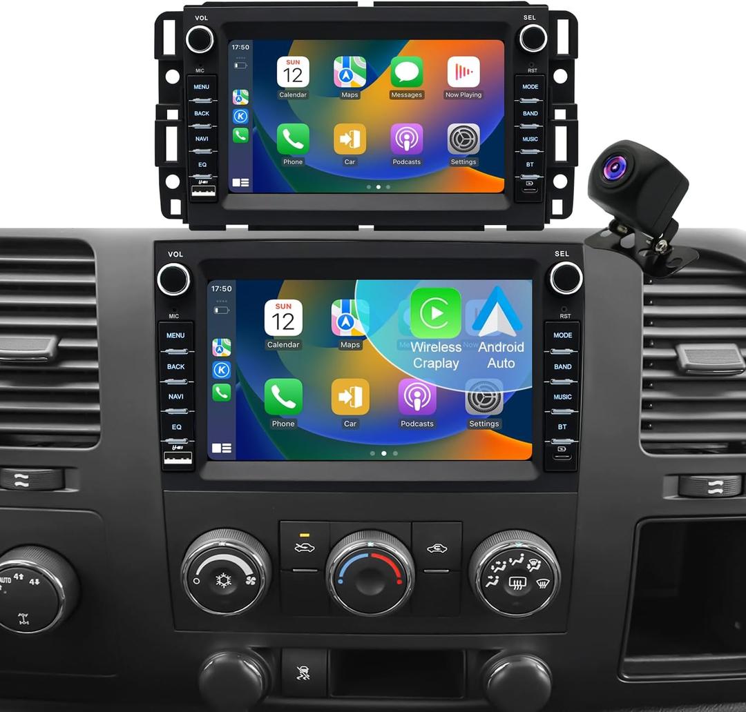 Car Radio for Chevrolet Chevy Silverado 1500/2500/3500 2007-2013, Tahoe 2007-2014, GMC Sierra 1500/2500/3500 2007-2013, Yukon 2007-2014, Hummer H2 Buick Enclave, Touch Screen Stereo Wireless Carplay