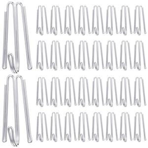 Blulu Pleat Hooks Stainless Steel Curtain Hooks Drapery Clasp and Pin 4 Prongs Pinch Pleat Tools Clips for Window, Shower Curtain(60 Pcs)
