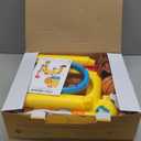 4-IN-1 Toddler Golf Ring Toss Basketball Hoop & Soccer Goal Sport Toys for 1-3 Year Olds, Baby Activity Center with Lights Bilingual Music & Vol Ctrl Gift for Boys Girls(H 24.4"-27.5") (Yellow)