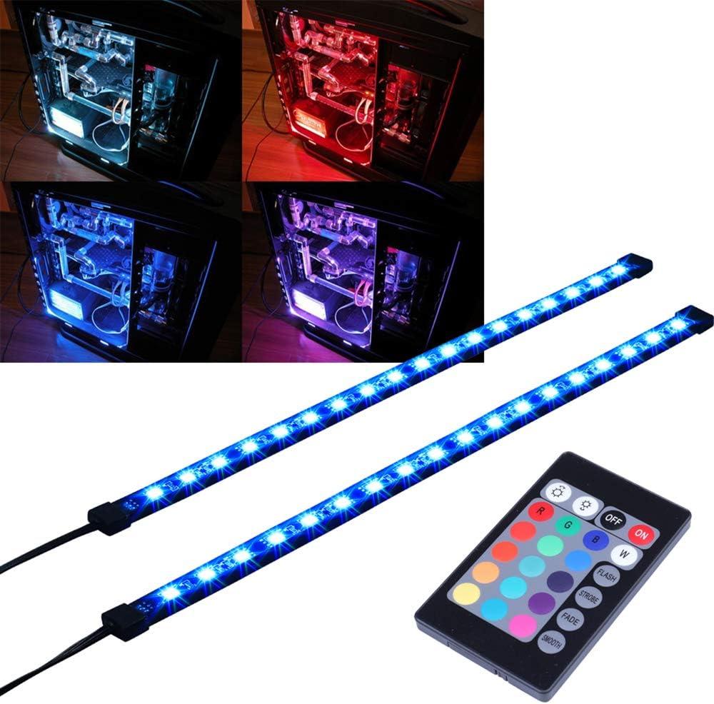 RGB LED Strip Computer Lighting via Magnet with Controller for Desktop Computer Case Mid Tower Full Tower (24Key Remote,2 in 1,30CM,R Series)