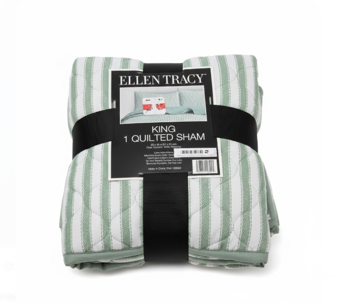 DI ELLEN TRACY QUILT SHAM-GREN STRP