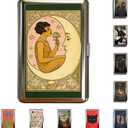 Vintage Art Versatile Metal Card Holder Wallet Versatile Card & Cash Case for Women Men Art Deco Design Metal Wallet Store Credit ID Business Card with Snap Closure