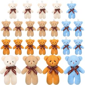 Skylety 24 Pcs Mini Bears 4.7 Inch Tiny Bears Doll Bulk Soft Mini Stuffed Animals for DIY Keychain for Graduation Birthday Baby Shower Wedding Party Favors