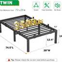 14 Inch Twin Bed Frames, Heavy Duty Metal Platform 3500 lbs Capacity, No Box Spring Needed, 6 Mattress Slide Stopper, Headboard Holes, Noise-Free, Easy Assembly