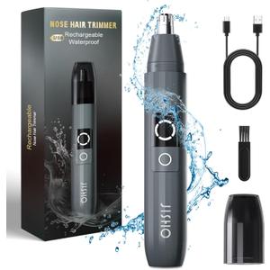 JISHO Rechargeable Ear and Nose Hair Trimmer for Men Women-12000 RPM Powerful Motor with Dual Edge Blades, Waterproof, USB Type-C, Easy to Clean Travel Size