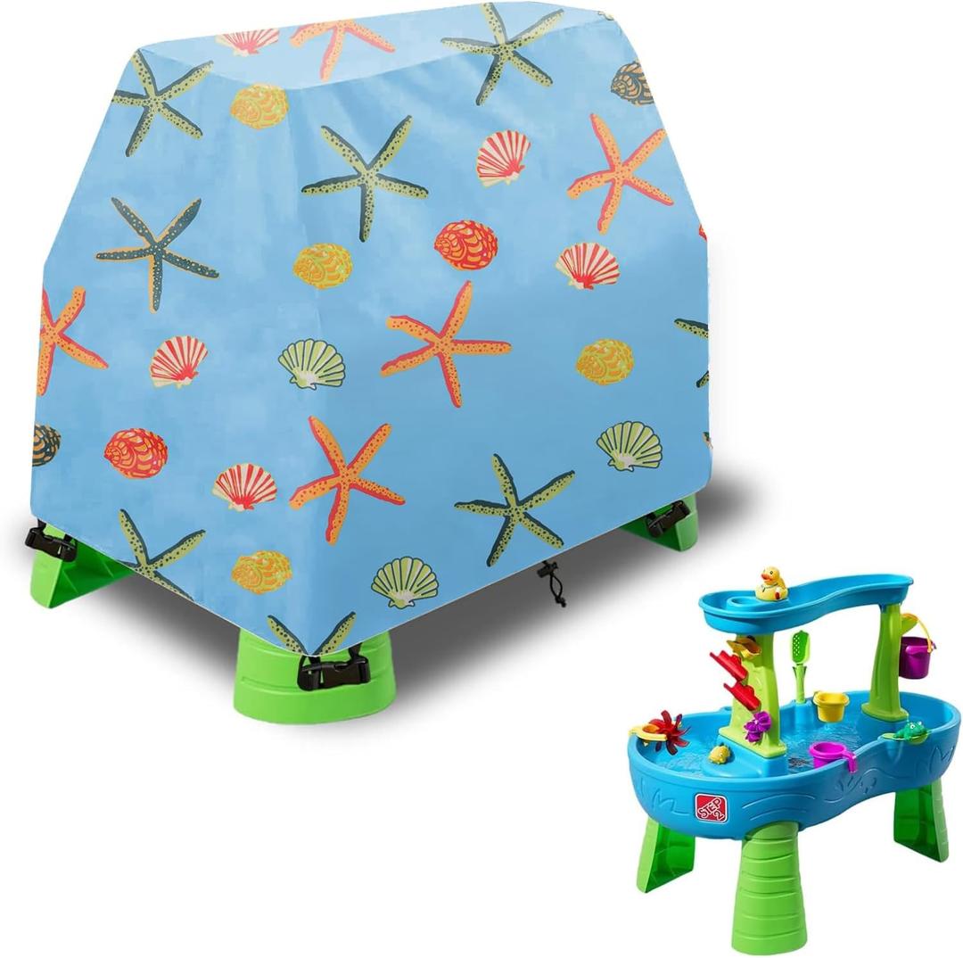 Water Table Cover - Ocean Themed, Waterproof, Dust Proof, Anti-UV - Compatible with Step2 Rain Showers Splash Pond Water Table