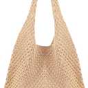 COOKOOKY Crochet Beach Tote bag Summer Beach Bag for Women Aesthetic Mesh Tote Bag Hippie Bag Knit Bag (Medium)