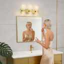 Modern Polished Gold 3 Light Bathroom Vanity Light, Eleglant LED Bathroom Light Fixtures Over Mirror, Hardwired Acrylic Shade Wall Lighting Fixtures, Dimmable, 3CCT(3000/4000/5000K)