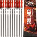 Long Stainless Steel BBQ Skewers 23.6" Shish Kabob/Kebab Sticks, Flat Heavy-Duty Metal Grilling Rods for Picanha & Shashlik, Brazilian BBQ, Set of 10