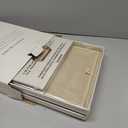 ZICOTO Decorative File Organizer Box Set of 2 - Collapsible Linen Filing Cabinets w/Handles Are Perfect to Store all Your Documents & Hanging File Folders - Portable Easy Slide Crates with Lid (Ivory)