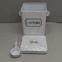 Laundry Detergent Container for Powder, Beads, and Pods, White Laundry Canister with Scoop for Bathroom Organizing and Storage, Modern Farmhouse Design, 100 Ounce Capacity (White, 7 x 9 x 6 in)