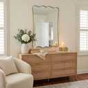 ANDY STAR 24x36 Inch Brushed Gold Scalloped Rectangle Bathroom Mirror, Brushed Gold