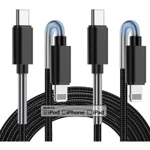 2Pack iPhone Fast Charger Cable 10ft, [Apple MFi Certified] 10Foot Long USB C to Lightning Cable, High Fast Apple Charging Cord 10 Feet for Apple iPhone 14/14 Pro Max/13 Mini/12/11/XS/XR/8/7Plus,iPad