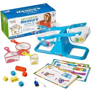 hand2mind Let's Learn to Measure Activity Set, Kids Measuring Cups, Bucket Balance, MathLink Cubes and Activity Cards Set, Teacher Supplies, Classroom Supplies, Preschool Learning, Toddler Learning