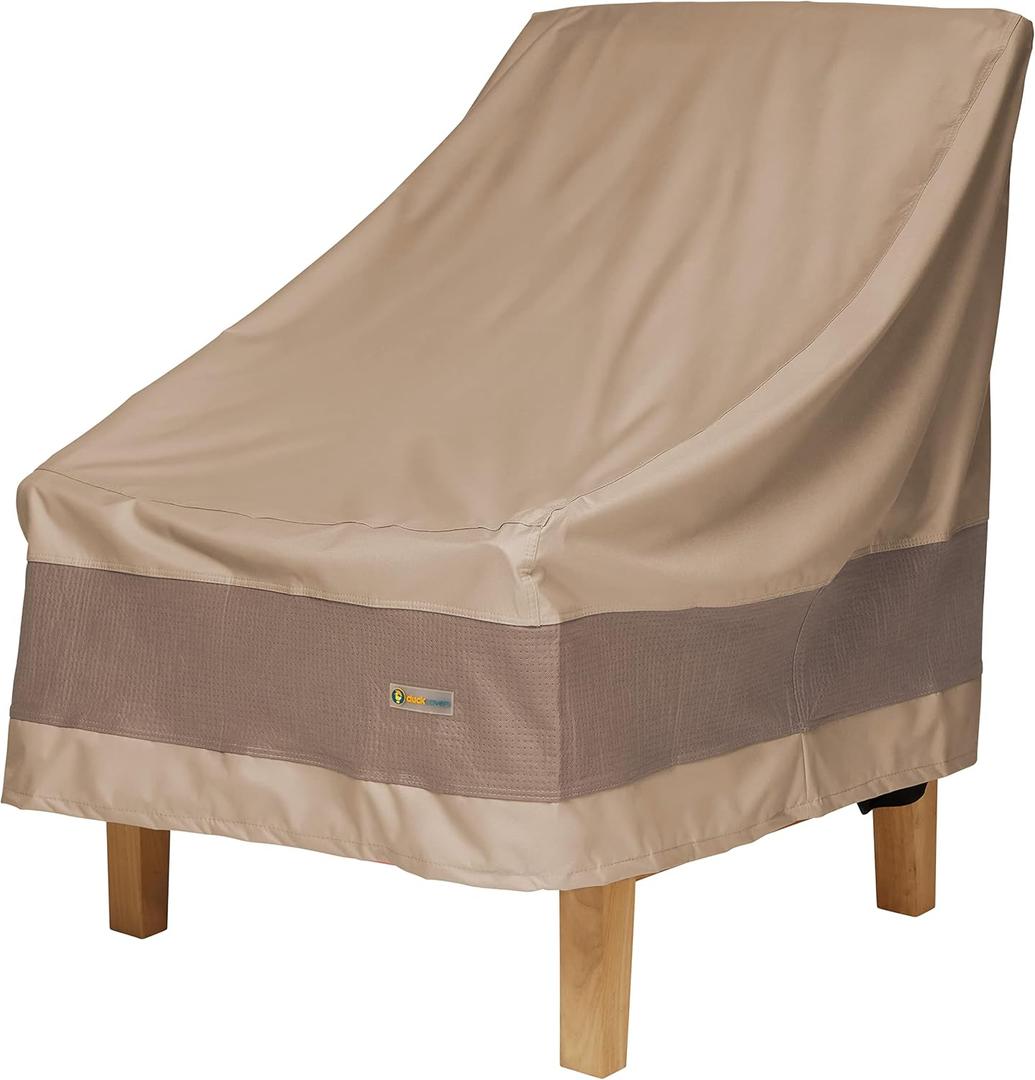 DUCKCOVERS Elegant Waterproof 34 Inch W Patio Chair Cover, Outdoor Chair Covers Swiss Coffee 34"W x 35"D x 36"H