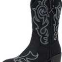 Vepose Womens Cowboy Mid Calf Boots Cowgirl Western Embroidered Chunky Low Heel 9800 Boots with Zipper Size 8