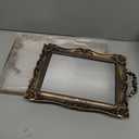 Antique Decorative Gold Framed Square Mirror Tray, Jewelry & Cosmetics Organizer for Dresser, Square - 9.5" W x 14.5" L (Bronze)