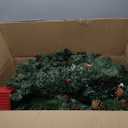 VINGLI Pre-lit Christmas Tree 5-Piece Set with LED Lights, Christmas Garlands, Wreath and Set of 2 Entrance Trees Artificial Christmas Porch Decorations Indoor Outdoor (Green)