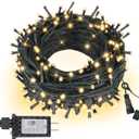 ASENEK Outdoor String Lights 99FT 300 LED Connectable 8 Modes with Timer Decorative String Lights for Xmas Tree Patio Party Warm White (Warm White Dark Green Wire)